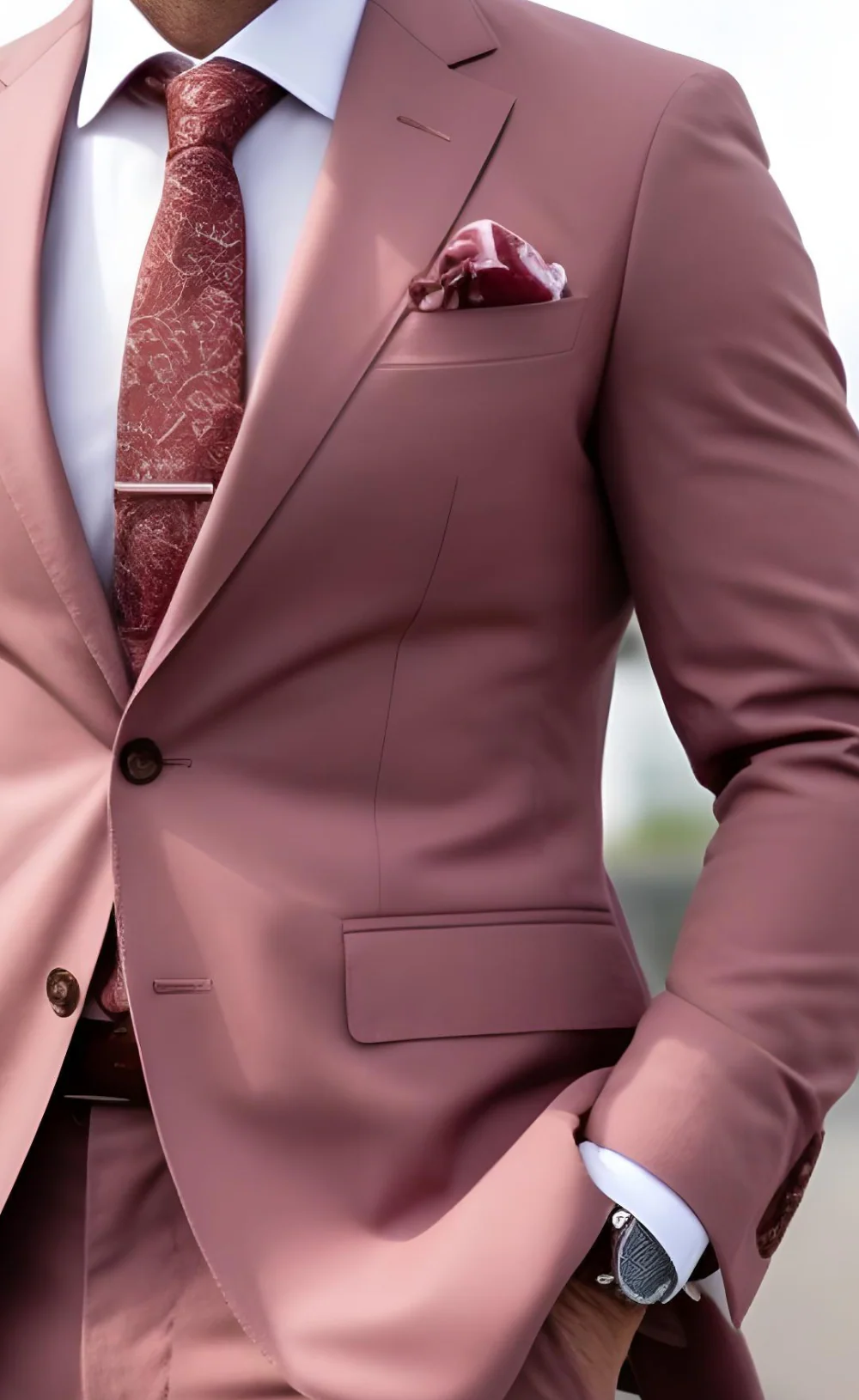 Dusty Rose Two Piece Wedding and Business Suit for Men