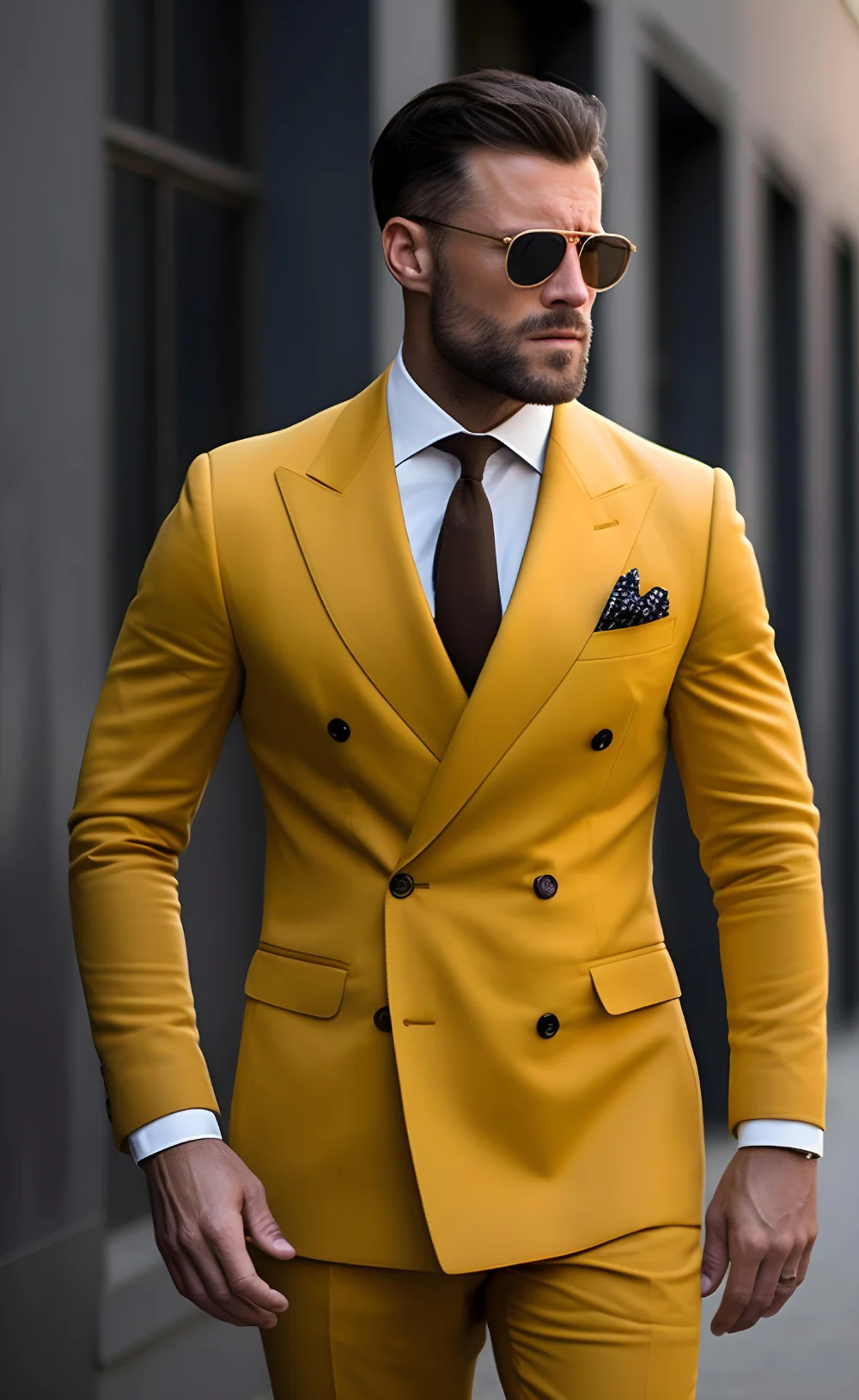 Mustard Yellow Double Breasted Wedding